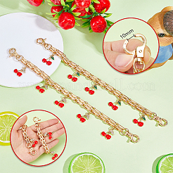 2 шт. 2 стиля сплав красная эмаль вишня подвеска железная сумка декоративные цепочки&nbsp;HJEW-PH02232