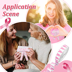 25 ярд полиэстеровой розовой ленты с принтом в виде корсажа с информацией о раке груди OCOR-PH0005-34