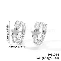 Элегантные серьги-кольца из латуни с прозрачным кубическим цирконием в форме звезды AN6190-1