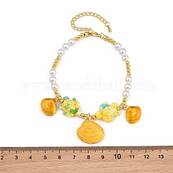 Braccialetti da donna con ciondoli a forma di stella marina in ottone smaltato&nbsp;KK-CBA68DA-16G-03