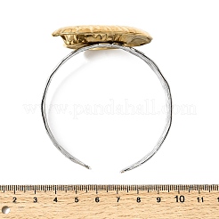 女性用ハンマー加工304ステンレススチール製カフバングル  ツートン  巻き貝  内径：2.30インチ（5.85cm）  54 mm幅&nbsp;BJEW-Z177-01GP-05