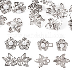 6 stücke 2 arten blume blatt legierung & imitation perle einstellbare jean button pins&nbsp;AJEW-TA0003-25