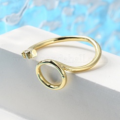 Латунные кольца из манжеты с прозрачным цирконием RJEW-F103-05-G