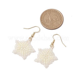 Серьги с подвесками и плетеными стеклянными бусинами в виде снежинок EJEW-JE05868