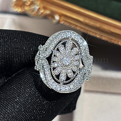 Женские кольца на палец из латуни с микропаве и кубическим цирконием FS-WGE2DD0-04