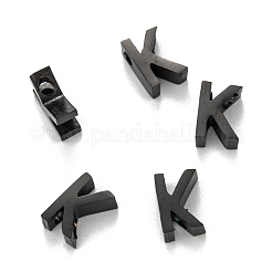 304ステンレススチールチャームイオンプレーティング（IP）  アルファベット  電気泳動黒  文字.k  8x5x3mm  穴：1.8mm&nbsp;STAS-K216-41K-EB