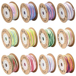 4ロール 4色セグメント染色マクラメコットンコード  丸編みロープ  壁掛け用  工芸  ギフト包装  ミックスカラー  1mm  約32.81ヤード（30m）/ロール  1ロール/色&nbsp;OCOR-YW0001-27C