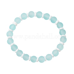 Прозрачные стеклянные круглые бусины и натуральные белые ракушечные бусины BJEW-JB11846-01