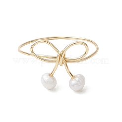 Кольца на палец с круглым натуральным культивированным пресноводным жемчугом RJEW-JR00856