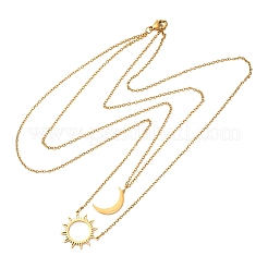 Двухслойные подвески-солнце и луна из нержавеющей стали 304 NJEW-Z081-02G