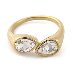 Ionenplattierung (IP) 304 Edelstahl Strass Tropfen Manschette offen für Frauen&nbsp;RJEW-N046-04K-G