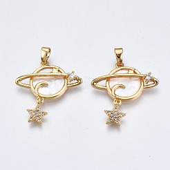 Латунные микропаве прозрачные подвески с фианитом X-KK-Q277-015-NF