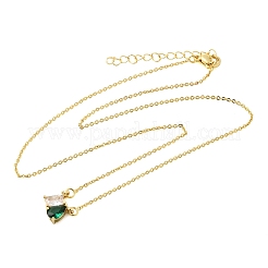 Collares con colgante rectangular y en forma de lágrima de latón con circonitas cúbicas engastadas en cadena de cable&nbsp;KK-CBAB173-05G-08