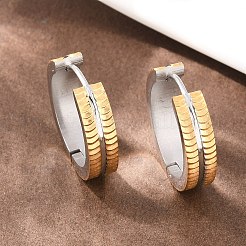 Двухцветные серьги-кольца из нержавеющей стали 304&nbsp;EJEW-L307-02GP