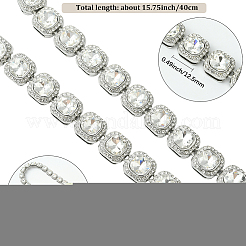 1 шт. цинковый сплав паве квадратные прозрачные стеклянные теннисные ожерелья для женщин&nbsp;NJEW-SP0001-07S