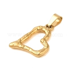 イオンプレーティング（IP）304ステンレスペンダント  ハートチャーム  ゴールドカラー  24x22x3mm  穴：6x3.5mm&nbsp;STAS-C103-26G