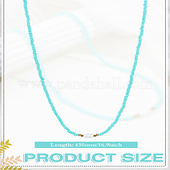 1 pz collane di perle di riso naturali e semi di vetro per le donne&nbsp;NJEW-LP0007-01D