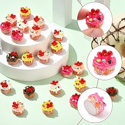 40 шт. 5-х цветное украшение из смолы в виде клубничного торта&nbsp;DJEW-CJ0001-20