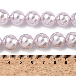 電気めっきシェルパールビーズ連売り  ラウンド  ライラック  14mm  穴：0.9mm  約28~29個/連  15.75''（40センチメートル）&nbsp;BSHE-G041-14mm-06