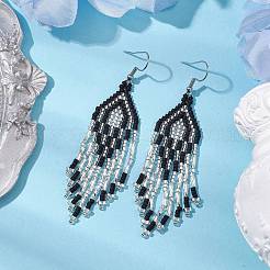 Boucles d'oreilles pendantes bohèmes en acier inoxydable 304 avec verre&nbsp;EJEW-MZ00175-03