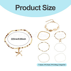 2 sachet de bracelets de cheville d'été en perles de verre de plage&nbsp;AJEW-TA0003-69F
