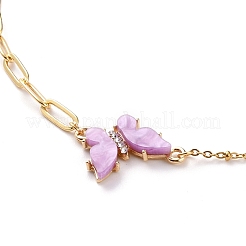 Ожерелья с подвесками в виде бабочек из латуни с микропаве и кубическим цирконием NJEW-JN03239