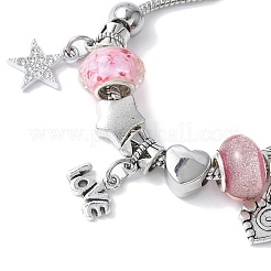 Латунные европейские бусины браслеты с подвесками&nbsp;BJEW-JB11586-02