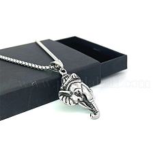 Винтажные ожерелья из нержавеющей стали с подвеской в виде головы слона для женщин и мужчин HI7225