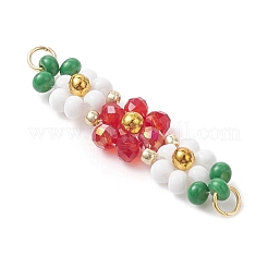 Подвески-коннекторы в виде цветов из стеклянных бусин&nbsp;PALLOY-MZ01150-01