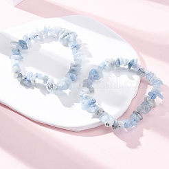 Эластичные браслеты из натурального аквамарина с бисером для женщин и мужчин BJEW-K277-01