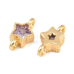 Breloques connecteurs en laiton pavé de zircon cubique lilas&nbsp;KK-CBA2DE6-04G-13