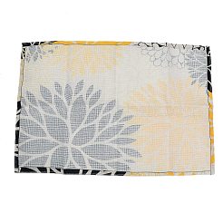 秋の花柄リネン製プレイスマット  長方形のテーブルマット  ブラック  455x305x1mm&nbsp;AJEW-Z051-02B