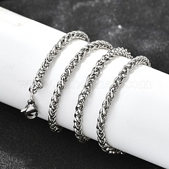 Устойчивые к потускнению модные мужские ожерелья из нержавеющей стали 201 из пшеничной цепи NJEW-L043A-45P