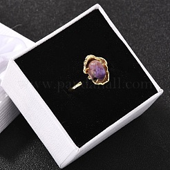 Овальные перстни из натурального лепидолита RJEW-P113-23G