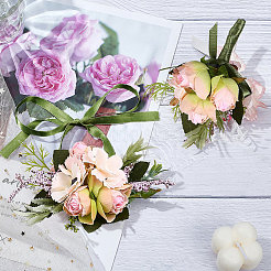 2шт. 2 стиля шелковая имитация розы бутоньерка для корсажа&nbsp;AJEW-CP0001-60