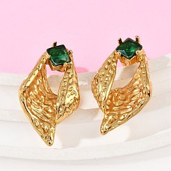 Серьги-гвоздики из нержавеющей стали 304 с огранкой «конч»&nbsp;LS-EJEW-M105-04G