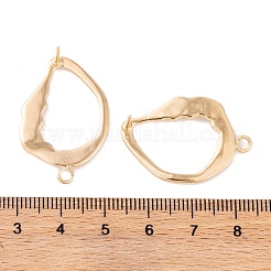 真鍮製スタッドピアスパーツ  カドミウムフリー＆ニッケルフリー＆鉛フリー  18KGP本金メッキ  30x20x2.2mm  穴：2.1mm  ピン：0.9mm&nbsp;KK-S376-09G