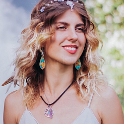 2 пара серег-лэмпворк в форме капли и прямоугольника EJEW-FI0001-17