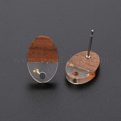 Orecchini a bottone in resina bicolore e legno di noce&nbsp;MAK-N032-030