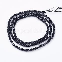 クリスタルガラスビーズ連売り  多面カット  ロンデル  ブラック  3x2.5mm  穴：0.5mm  約164~170個/連  14.5インチ&nbsp;GLAA-D032-2.5x2-14