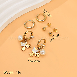 3 пара элегантных сережек из нержавеющей стали OF1161-2