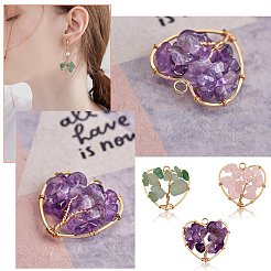 6pcs 3 Arten natürliche Edelsteinanhänger&nbsp;FIND-SZ0002-70