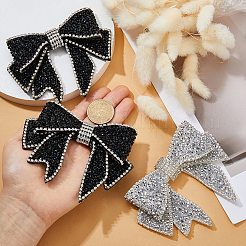 4 stücke 2 arten bowknot velet & strass kleidung patches&nbsp;DIY-HS0002-23
