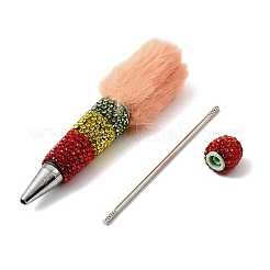 Ручка из полимерной глины со стразами и плюшевыми помпонами для бусин AJEW-B108-04