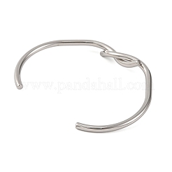 女性用304ステンレススチールカフバングル  ツイスト  ステンレス鋼色  1/4インチ（0.6cm）  内径：2-3/8インチ（6cm）&nbsp;BJEW-D048-08P