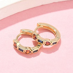 Серьги-кольца с сердцем и прямоугольником из латуни с микропаве из разноцветных кубических цирконий EJEW-Z102-27G