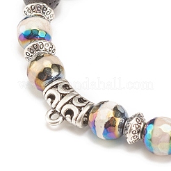 Bracelet extensible en pierre de lave naturelle et agate tibétaine avec tube en alliage perlé&nbsp;BJEW-JB08322-03