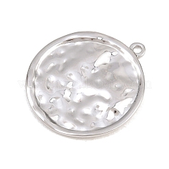 304ステンレスペンダント  テクスチャのあるフラットラウンドいチャーム  ステンレス鋼色  27x24x1.5mm  穴：1.6mm&nbsp;STAS-B144-04A-P