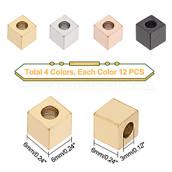 48 pz. Perline in acciaio inossidabile 304 con placcatura ionica bicolore (IP)&nbsp;STAS-DC0005-58