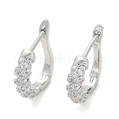 Серьги-кольца из латуни с прозрачным фианитом&nbsp;EJEW-Q016-15P